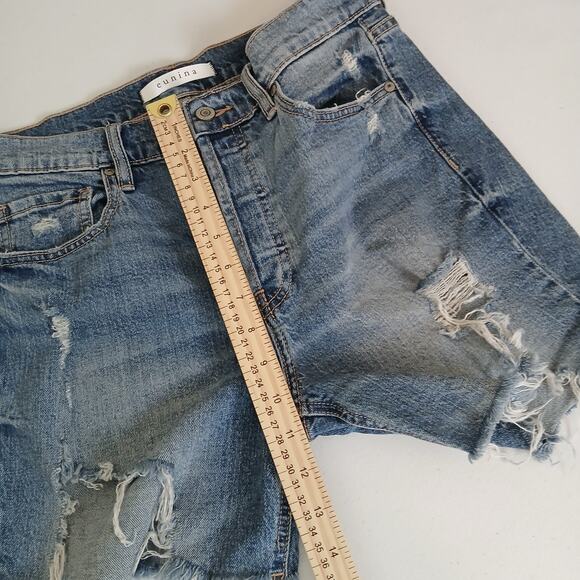 Eunina Denim Shorts Women Medium‎ High Rise Mid-Thigh Distressed Ripped 90s Boho - Picture 11 of 14